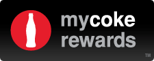 my coke rewards logo with coke bottle in red circle